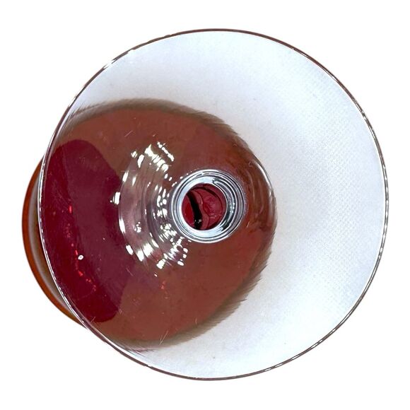 Set of 4 Vtg. 1950’s W. Virginia Glass Red Rose Lustre Cranberry Champagne Glass - Picture 8 of 8